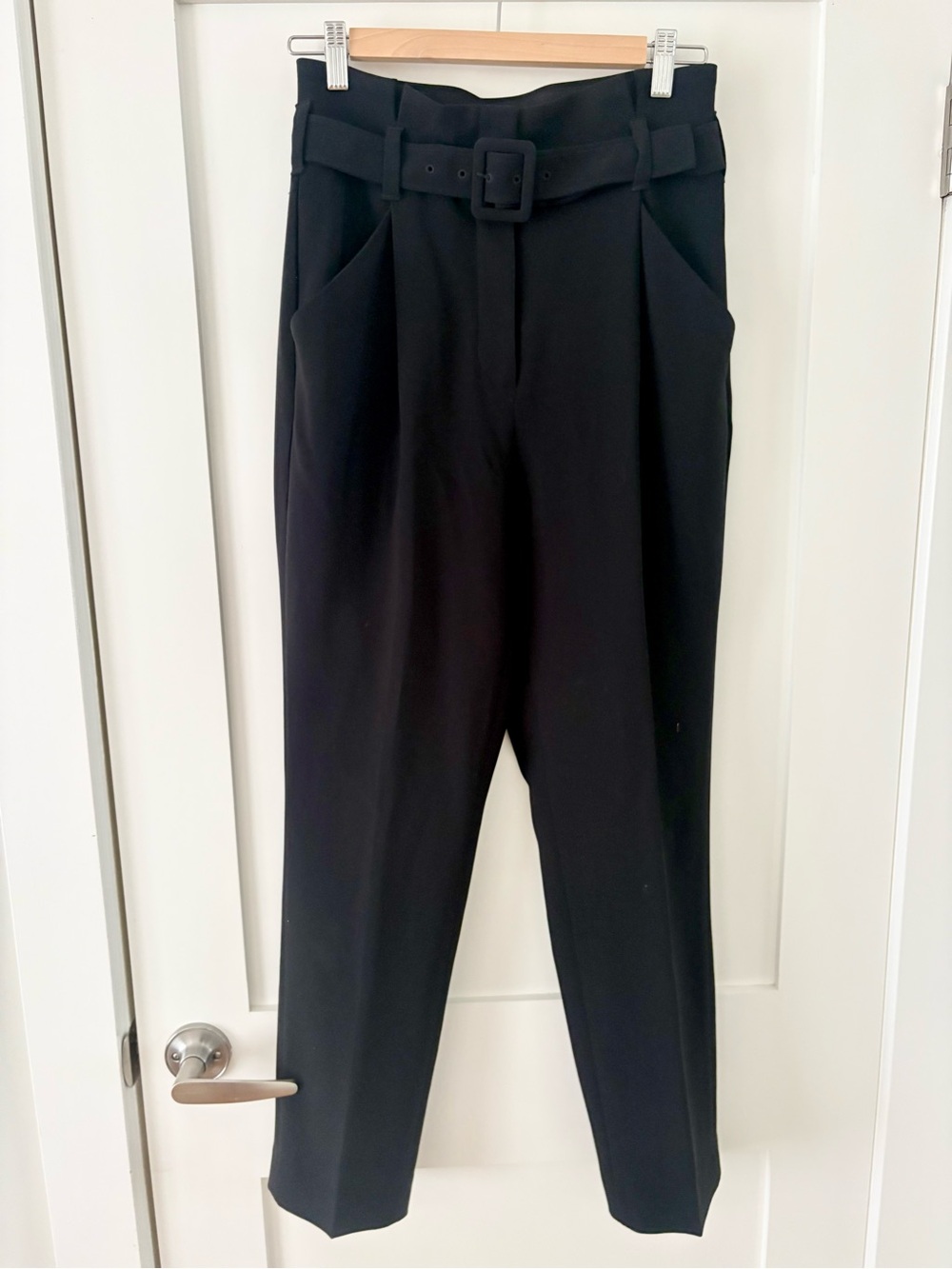Babaton Aritzia black belted high waist trousers pants workwear office size 6